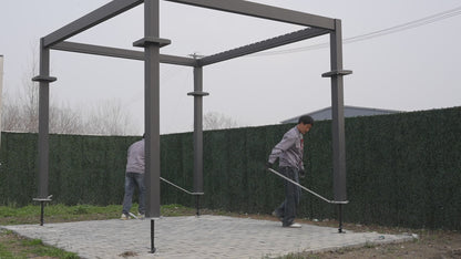 10X12 ft Aluminum Pergola with Adjustable Louvered Roof, Heavy Duty Metal Shade Structure, Optional Ground Anchors