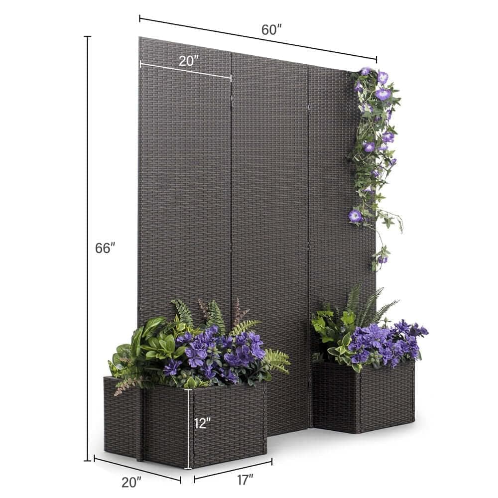 Artigwall® Rattan Room Divider with Planter Boxes Indoor Outdoor Use